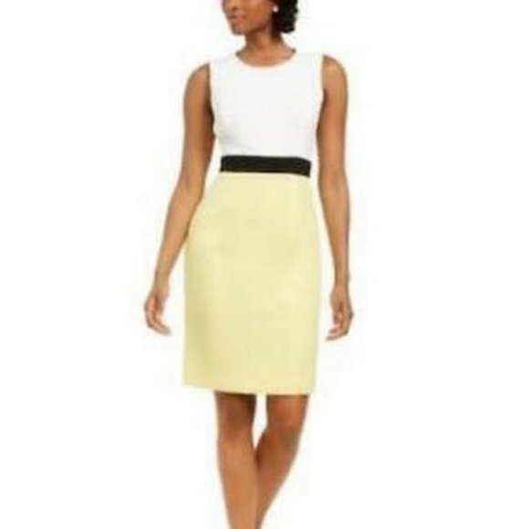 Kasper Petite Sleeveless Crepe Colorblocked Dress,Size 10P - Picture 1 of 1